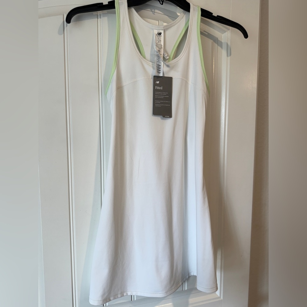New Balance Tournament Tennis Dress - White/Lime - Size XS - NWT